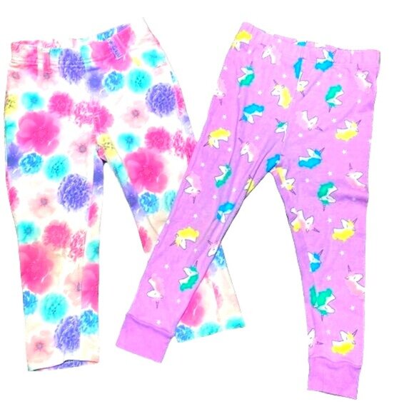 Garanimals Other - Garanimals Floral Print Jeggings Purple Unicorn Print PJ Pant Bottoms Bundle 3T